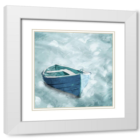 Lonely Boat White Modern Wood Framed Art Print with Double Matting by Villa, Mlli