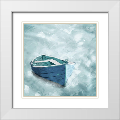 Lonely Boat White Modern Wood Framed Art Print with Double Matting by Villa, Mlli