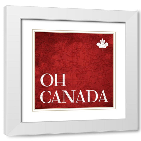 Canada Map White Modern Wood Framed Art Print with Double Matting by Villa, Mlli