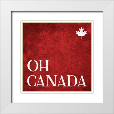 Canada Map White Modern Wood Framed Art Print with Double Matting by Villa, Mlli