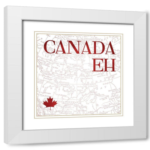 Canada Map Mate White Modern Wood Framed Art Print with Double Matting by Villa, Mlli