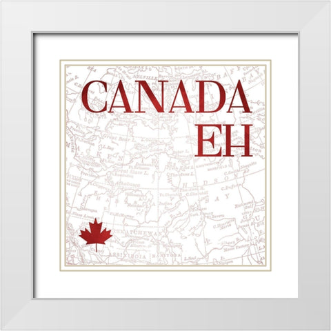 Canada Map Mate White Modern Wood Framed Art Print with Double Matting by Villa, Mlli