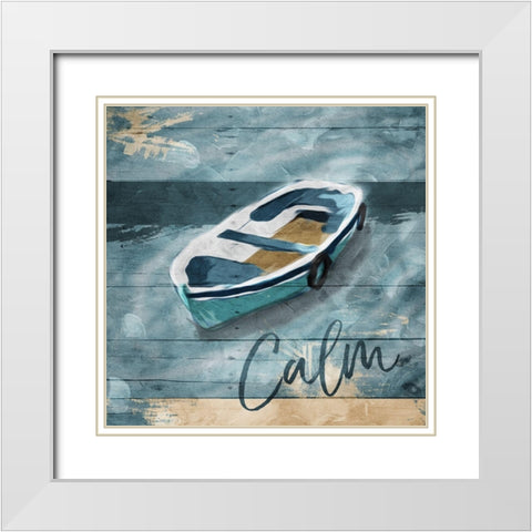 Calm Boat White Modern Wood Framed Art Print with Double Matting by Villa, Mlli