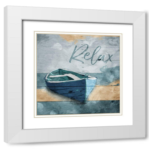 Relax Boat White Modern Wood Framed Art Print with Double Matting by Villa, Mlli
