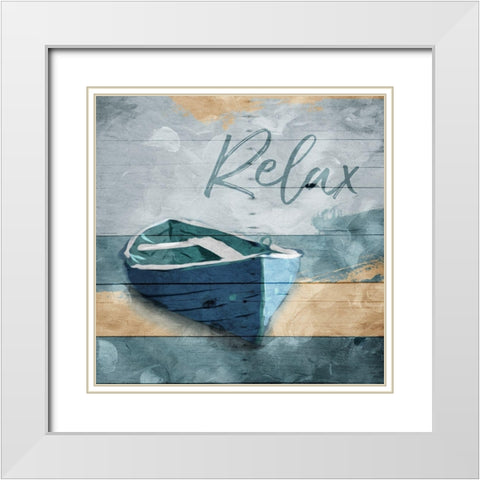 Relax Boat White Modern Wood Framed Art Print with Double Matting by Villa, Mlli