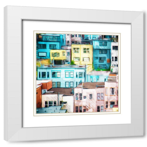 Looking At A Colorful City White Modern Wood Framed Art Print with Double Matting by Villa, Mlli