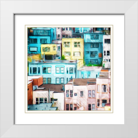 Looking At A Colorful City White Modern Wood Framed Art Print with Double Matting by Villa, Mlli