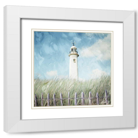 Light House On The Hill White Modern Wood Framed Art Print with Double Matting by Villa, Mlli