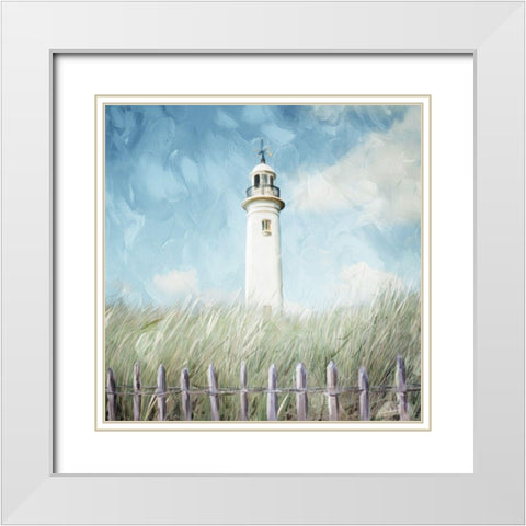Light House On The Hill White Modern Wood Framed Art Print with Double Matting by Villa, Mlli