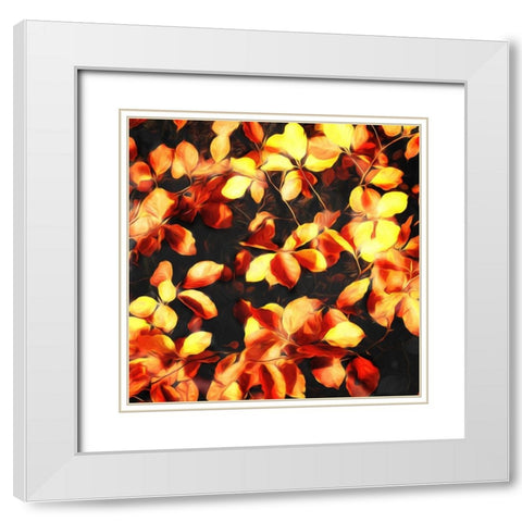 Bunch Of Leaves White Modern Wood Framed Art Print with Double Matting by Villa, Mlli