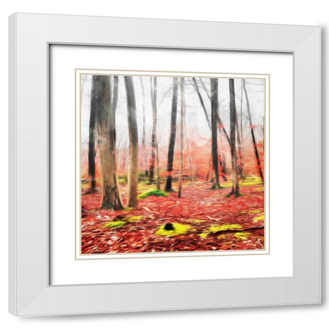 Fall Leaves White Modern Wood Framed Art Print with Double Matting by Villa, Mlli