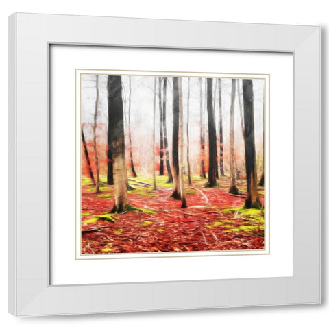 Fall Leaves Mate White Modern Wood Framed Art Print with Double Matting by Villa, Mlli