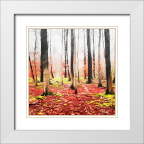 Fall Leaves Mate White Modern Wood Framed Art Print with Double Matting by Villa, Mlli