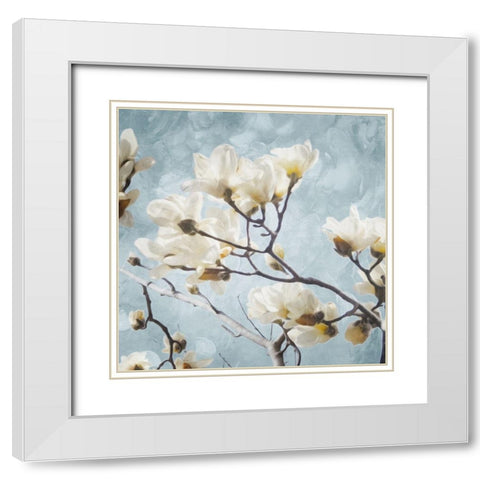 Tree Of White Flowers Mate White Modern Wood Framed Art Print with Double Matting by Villa, Mlli