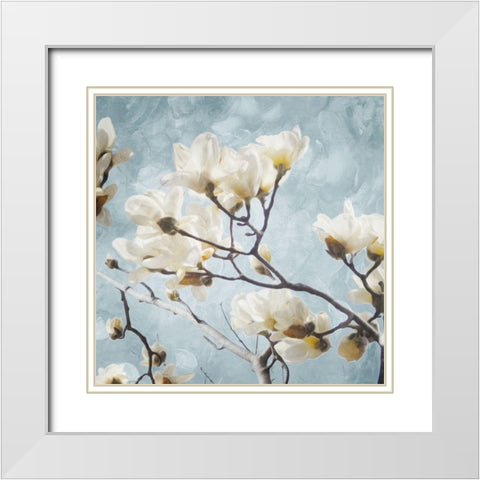 Tree Of White Flowers Mate White Modern Wood Framed Art Print with Double Matting by Villa, Mlli