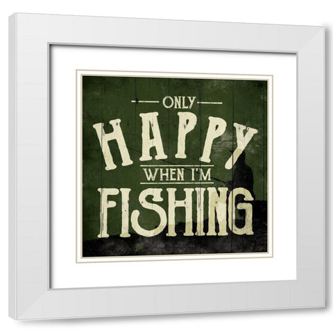 Happy Fishing White Modern Wood Framed Art Print with Double Matting by Villa, Mlli