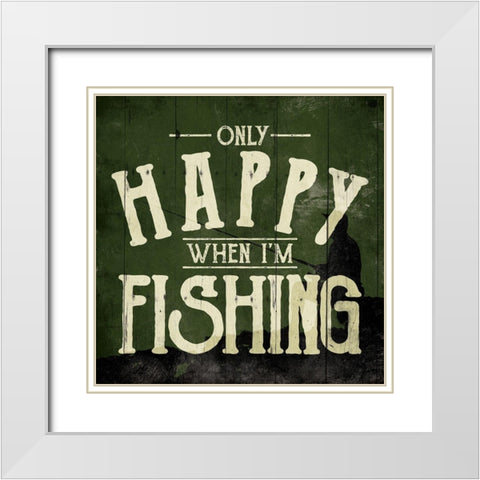 Happy Fishing White Modern Wood Framed Art Print with Double Matting by Villa, Mlli