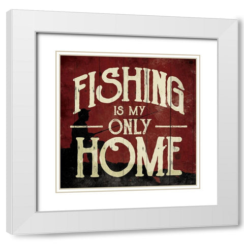 Fishing Home White Modern Wood Framed Art Print with Double Matting by Villa, Mlli