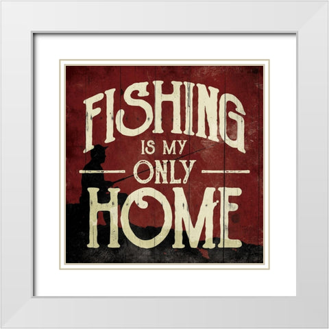 Fishing Home White Modern Wood Framed Art Print with Double Matting by Villa, Mlli