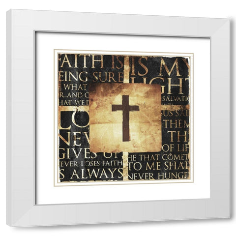 Quote Border Cross Gold Distressless White Modern Wood Framed Art Print with Double Matting by Villa, Mlli