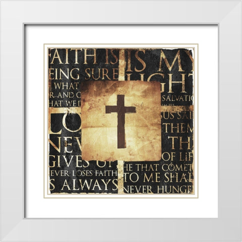 Quote Border Cross Gold Distressless White Modern Wood Framed Art Print with Double Matting by Villa, Mlli