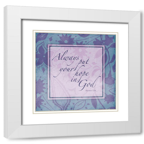 Purple Blue Religious Garden White Modern Wood Framed Art Print with Double Matting by Villa, Mlli