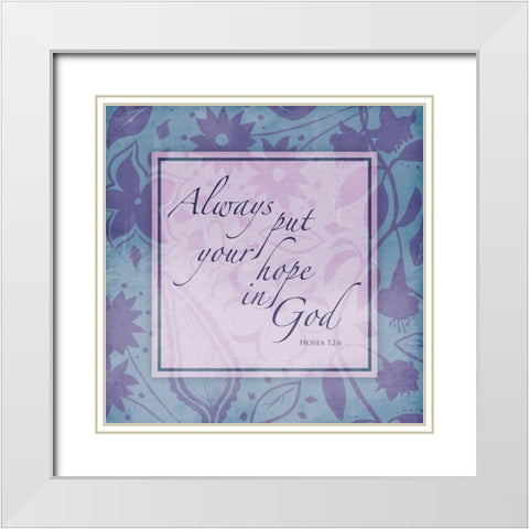 Purple Blue Religious Garden White Modern Wood Framed Art Print with Double Matting by Villa, Mlli
