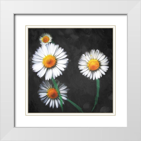 Together Flowers White Modern Wood Framed Art Print with Double Matting by Villa, Mlli