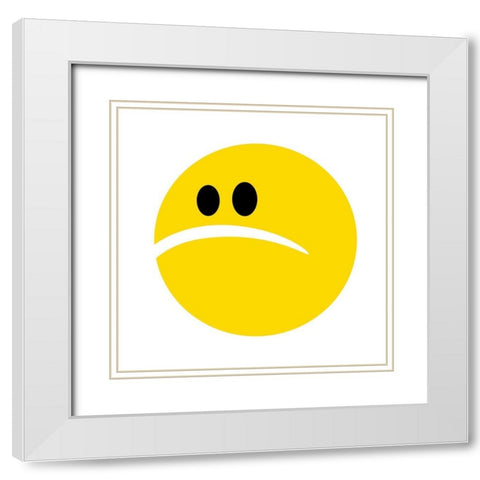 Sad Face White Modern Wood Framed Art Print with Double Matting by Villa, Mlli