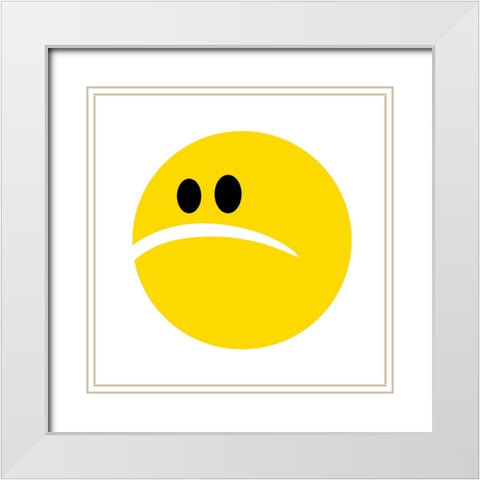 Sad Face White Modern Wood Framed Art Print with Double Matting by Villa, Mlli
