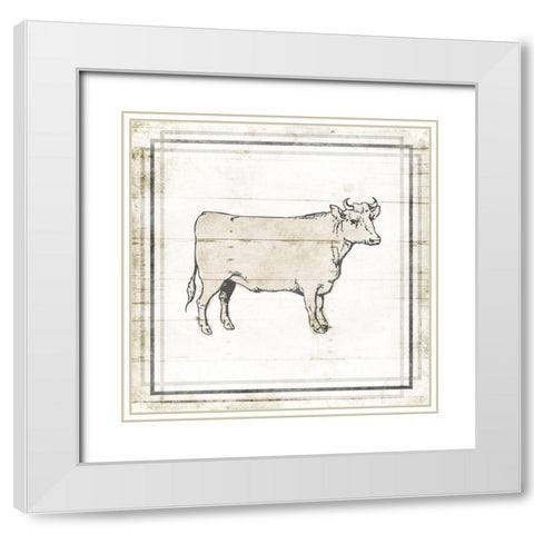 Modern Cow White Modern Wood Framed Art Print with Double Matting by Villa, Mlli