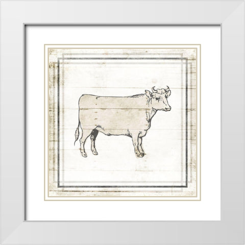 Modern Cow White Modern Wood Framed Art Print with Double Matting by Villa, Mlli