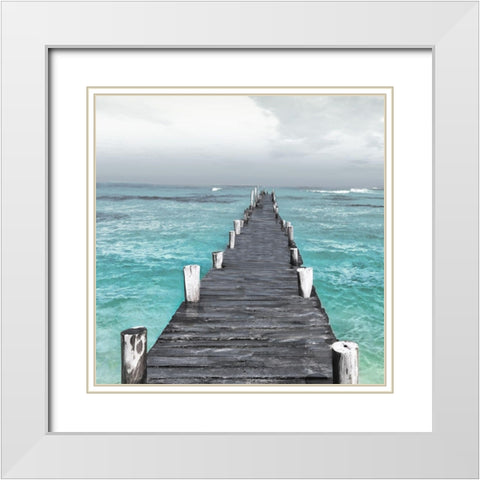 Centered Dock At Sea White Modern Wood Framed Art Print with Double Matting by Villa, Milli
