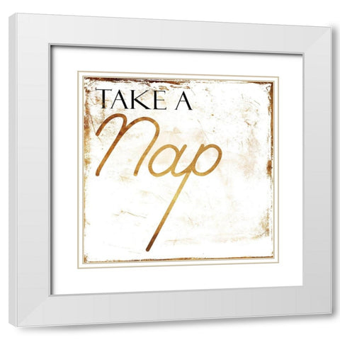 Take A Nap White Modern Wood Framed Art Print with Double Matting by Villa, Mlli