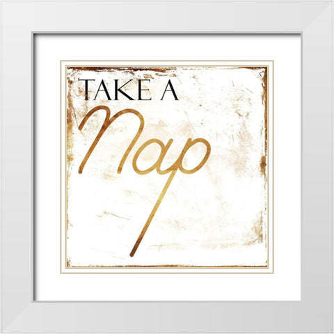Take A Nap White Modern Wood Framed Art Print with Double Matting by Villa, Mlli