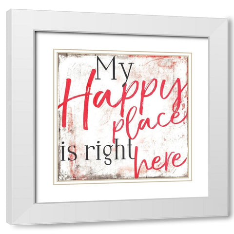 Happy Place White Modern Wood Framed Art Print with Double Matting by Villa, Mlli