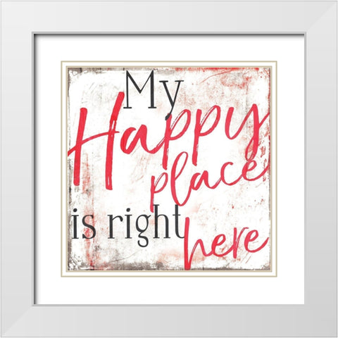 Happy Place White Modern Wood Framed Art Print with Double Matting by Villa, Mlli