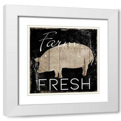 Farm Fresh Pig White Modern Wood Framed Art Print with Double Matting by Villa, Mlli