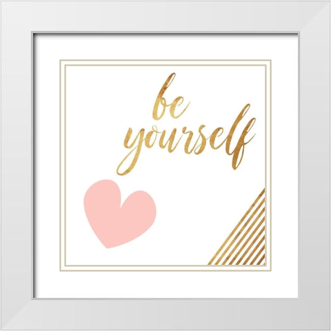 Be Yourself Heart White Modern Wood Framed Art Print with Double Matting by Villa, Mlli