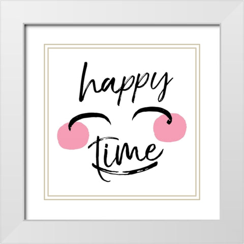 Happy Time White Modern Wood Framed Art Print with Double Matting by Villa, Mlli