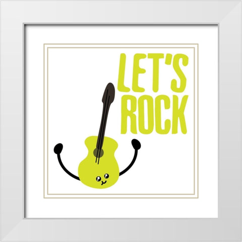 Lets Rock White Modern Wood Framed Art Print with Double Matting by Villa, Mlli