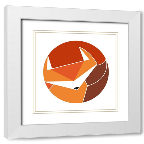 Circular Geo Fox White Modern Wood Framed Art Print with Double Matting by Villa, Mlli