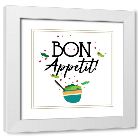 Bon Appetit White Modern Wood Framed Art Print with Double Matting by Villa, Mlli