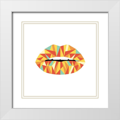 Geo Lips White Modern Wood Framed Art Print with Double Matting by Villa, Mlli