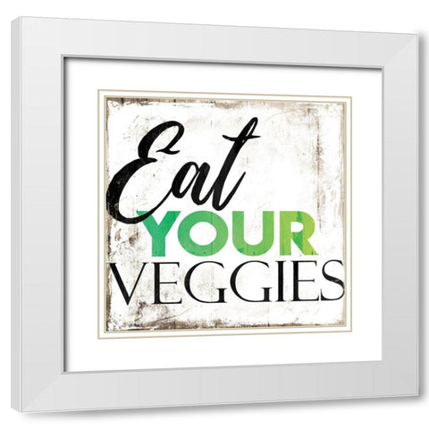 Eat Your Veggies White Modern Wood Framed Art Print with Double Matting by Villa, Mlli