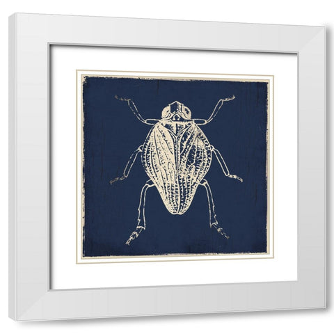 Bug Life Blue One White Modern Wood Framed Art Print with Double Matting by Villa, Milli
