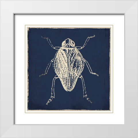 Bug Life Blue One White Modern Wood Framed Art Print with Double Matting by Villa, Milli