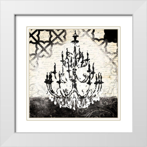 Chandelier Focus White Modern Wood Framed Art Print with Double Matting by Villa, Mlli