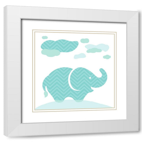 Elephant Fun White Modern Wood Framed Art Print with Double Matting by Villa, Mlli