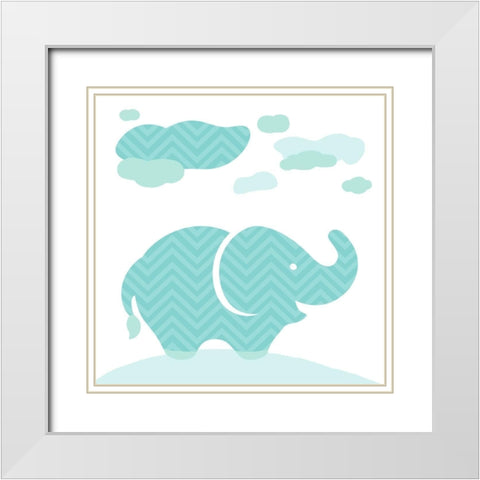 Elephant Fun White Modern Wood Framed Art Print with Double Matting by Villa, Mlli